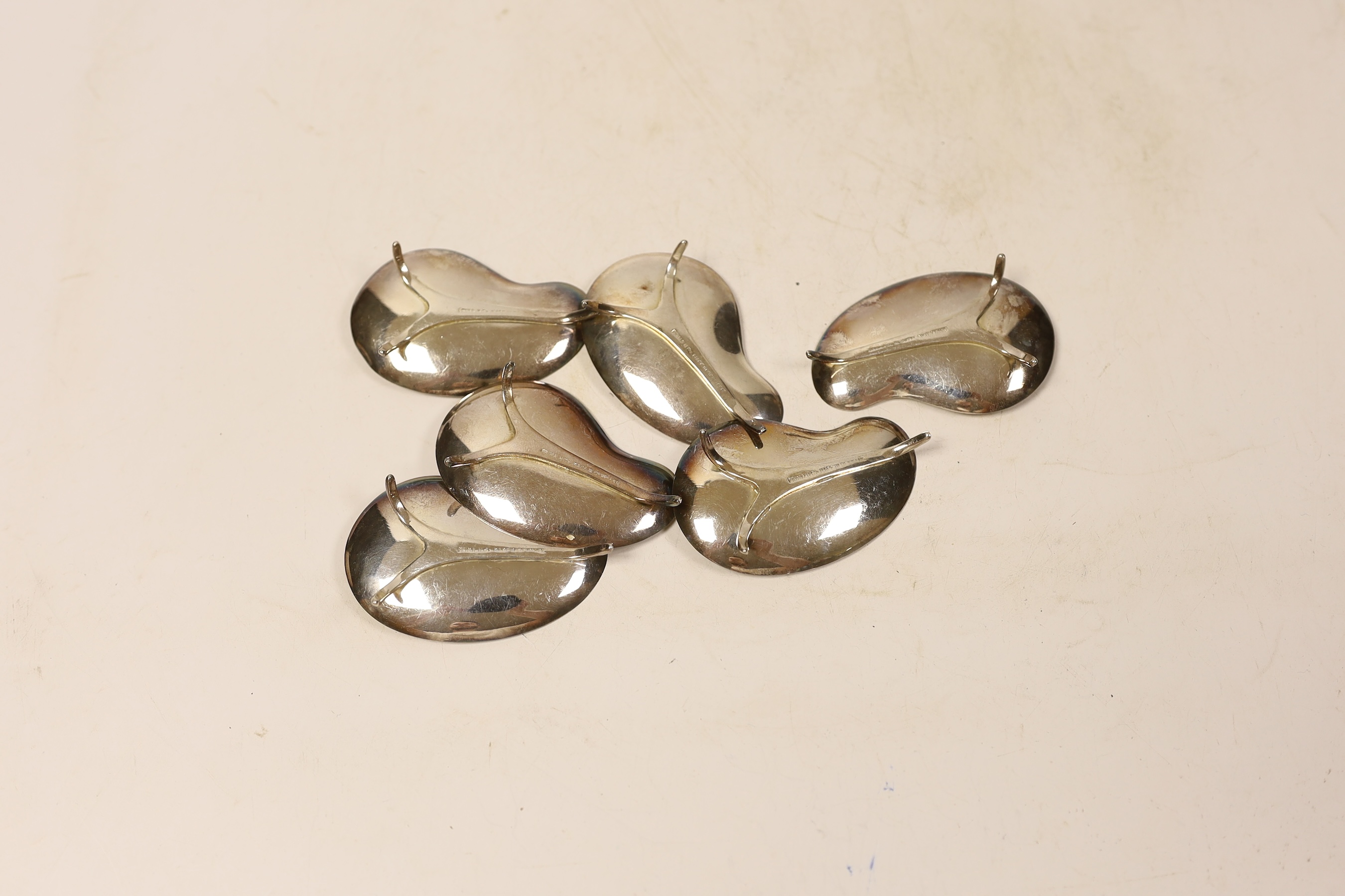 A set of six stylish Danish sterling candle holders, by Prima?, 74mm.